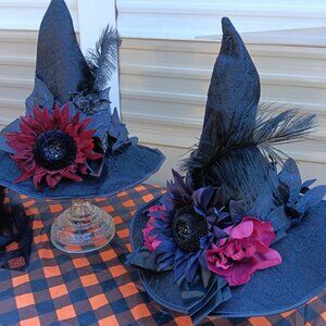 Over-the-Top Witch Hat for Adults – Flower, Feathers & Bats Perfect 4 Halloween